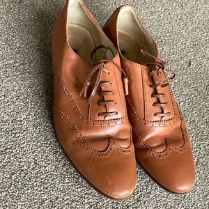 J.Crew Brown Leather Wingtip Oxford Flat Shoes